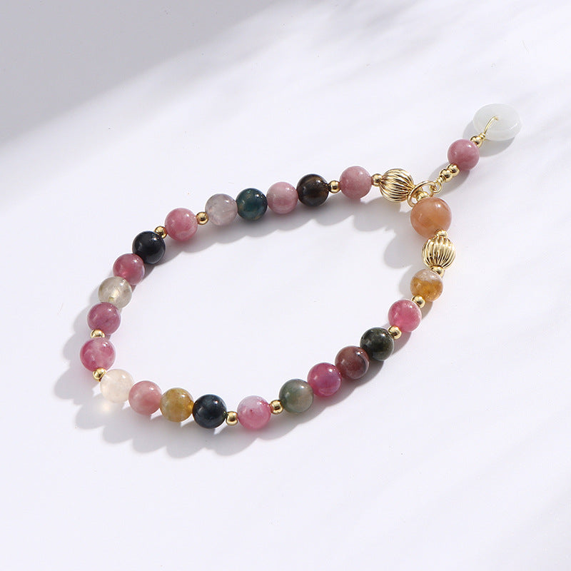 Colorful Natural Tourmaline Bracelet with Jade Safety Buckle - Wholesale In Stock