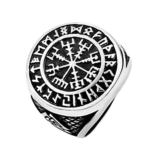 Nordic Voyager Titanium Steel Ring with Odin Triangle Design for Men