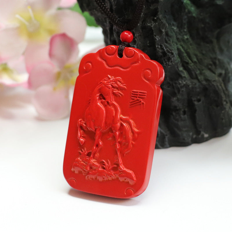 Red Sand Jewelry Featuring Good Luck Horse Brand Pendant Made with Vermilion Sand