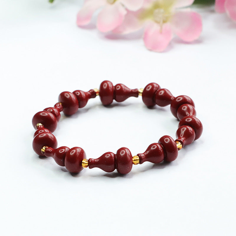 Cinnabar Gourd Bracelet with Sterling Silver Accent