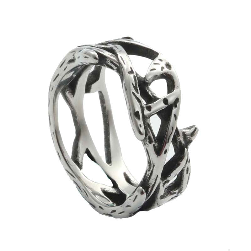 Urban Edge Titanium Steel Thorn Ring for Men - Trendy Couple's Gift