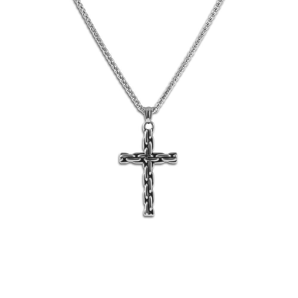 Urban Cross-Chain Titanium Steel Pendant Necklace for Men