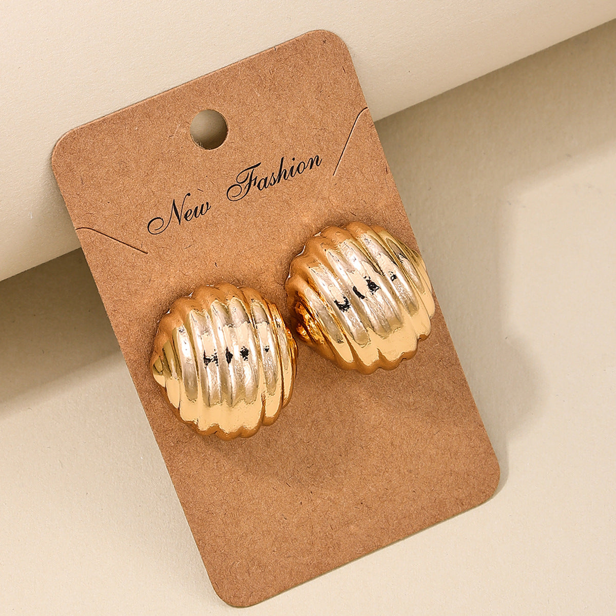 Exaggerated Striped Cross-Face Round Earrings - Vienna Verve Collection