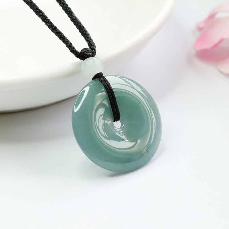 Natural Jade Pendant Blue Green Buckle A Grade Jade Jewelry