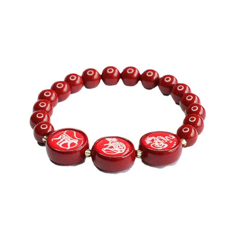 Cinnabar Zodiac Bracelet With Sterling Silver