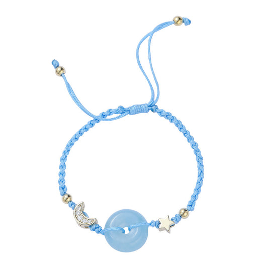 Fortune's Favor Natural Aquamarine Bracelet with Ping An Clasp