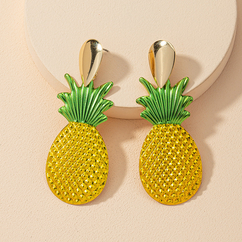 Exaggerated Fashion: Colorful Pineapple Earrings with Cross-Border Appeal