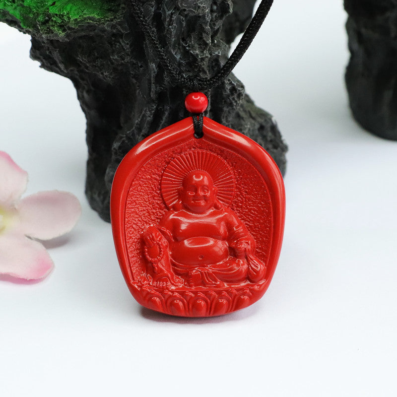 Cinnabar Pendant Maitreya Buddha Red Sand Buddha Pendant Jewelry