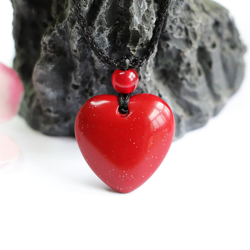 Cinnabar Stone Sterling Silver Pendant