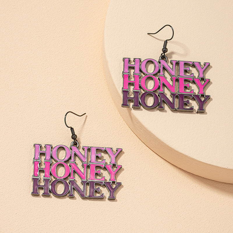 Color-Blocked Honey Earrings with European and American Influence