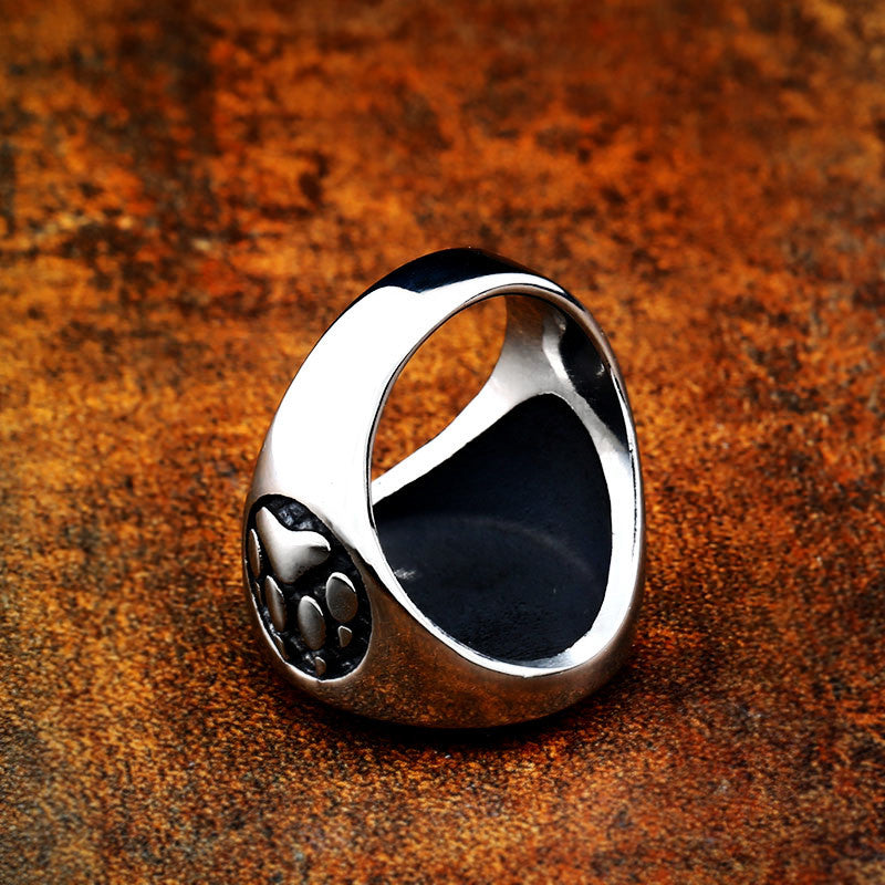 Retro Viking-Inspired Personalized Bear Claw Titanium Steel Ring for Men, European and American Stainless Steel Jewelry