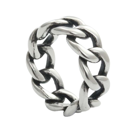 Retro-Inspired Titanium Steel Chain Ring for Men - Trendy Stainless Steel Twist Design