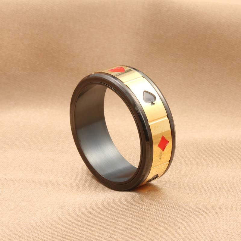 Retro Titanium Steel Poker Ring for Men - Trendy Rotating Accessory Directly from Manufacturer