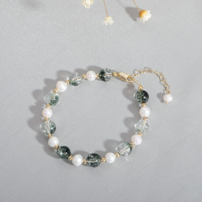 Elegant Sterling Silver Crystal and Freshwater Pearl Bracelet