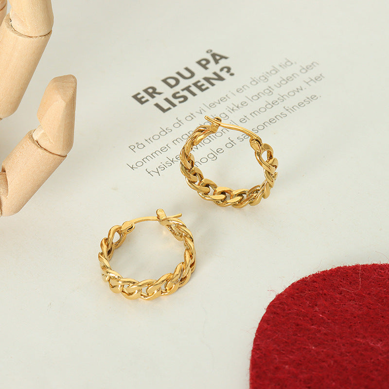 Korean Style Brass Earrings with Cross Chain Design