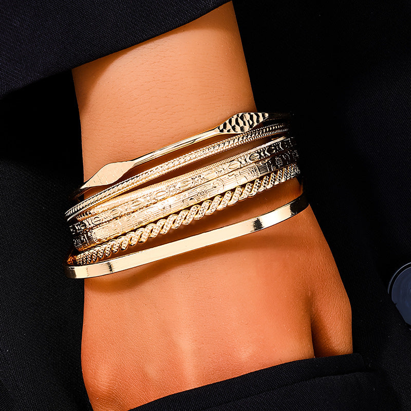 Bohemian Ripple Metal Bracelet Set - Vienna Verve Collection