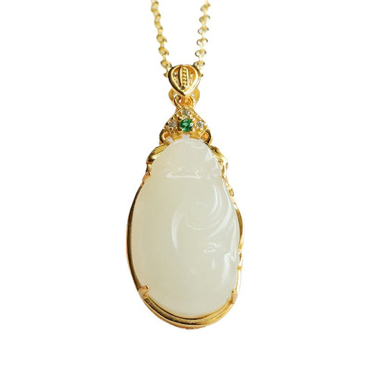 White Jade Ruyi Necklace with Natural Hotan Jade Pendant