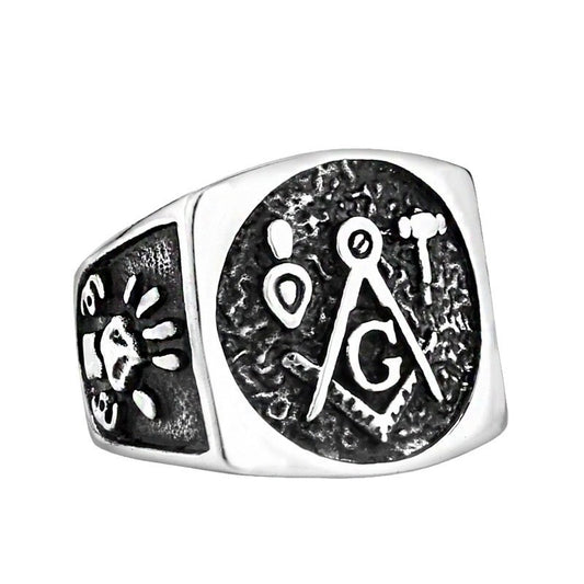 Custom Stainless Steel Masonic Ring for Men - European and American Jewelry