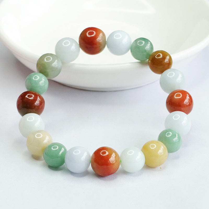 Colorful Jade Bracelet with Sterling Silver Needle