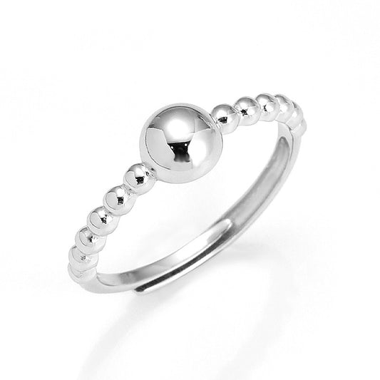 Round Bead Opening Sterling Silver Ring