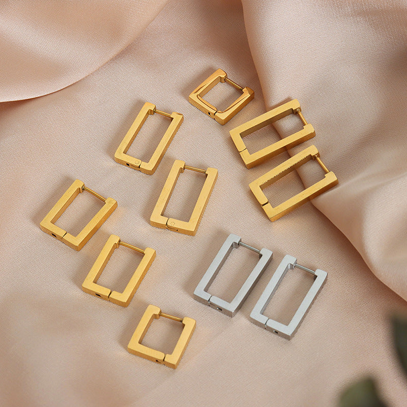 Geometry-inspired Titanium Gold-Plated Earrings with a Modern Twist