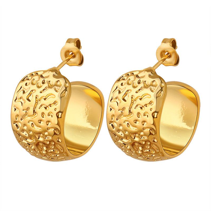 Retro Brass Embossed Earrings - Cold Style, Simple & Non-Fading