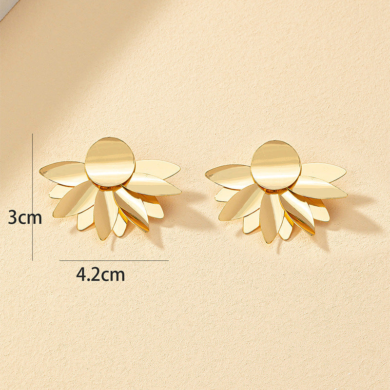 Sophisticated Metal Petal Earrings with European Flair