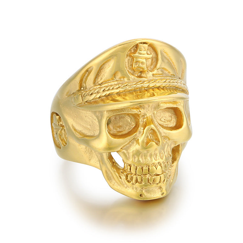 Punk Style Titanium Steel Skull Ring for Men - Retro Claw Design