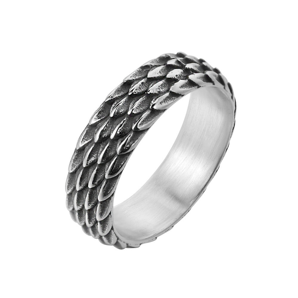 European and American Fashion Simple Dragon Men's Titanium Ring - Wholesale Jewelry