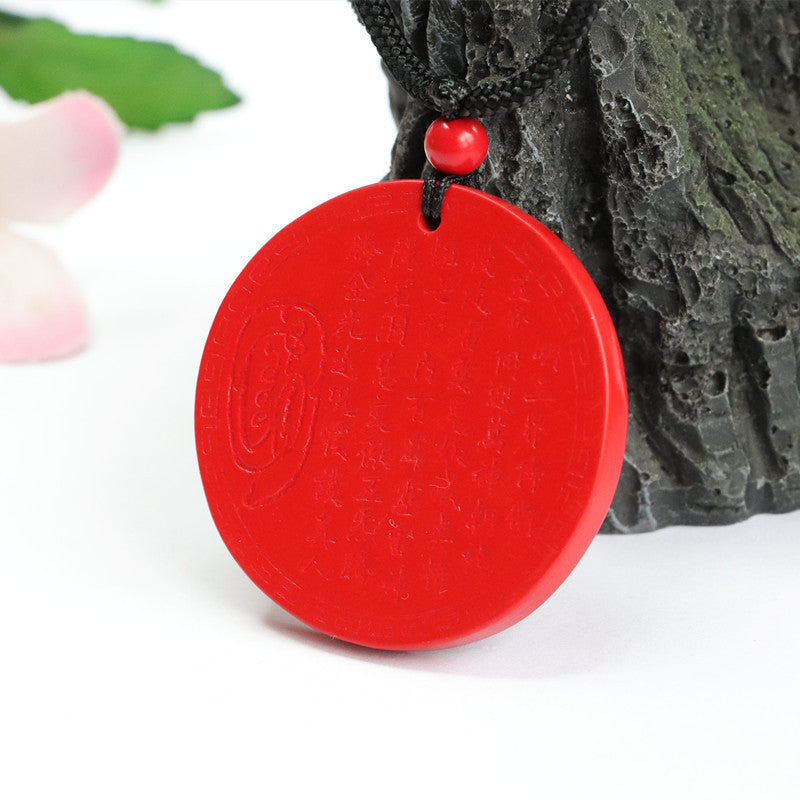 Red Sand Cinnabar Stone Pendant with Sterling Silver Chain