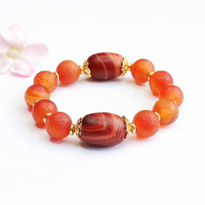 Antique Red Agate Sterling Silver Bracelet