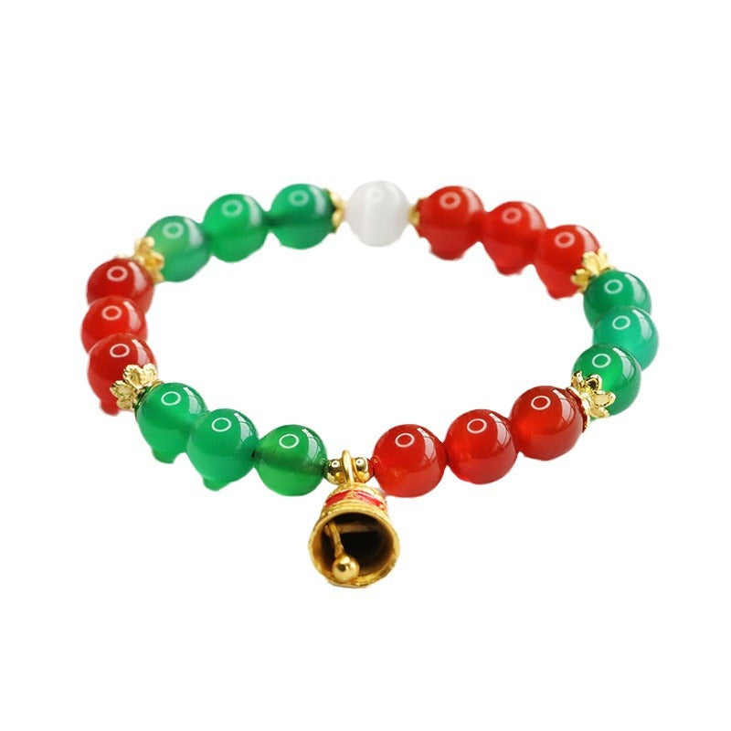 Festive Red Agate and Green Chalcedony Bracelet