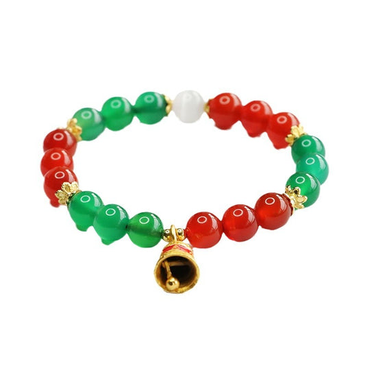 Festive Red Agate and Green Chalcedony Bracelet