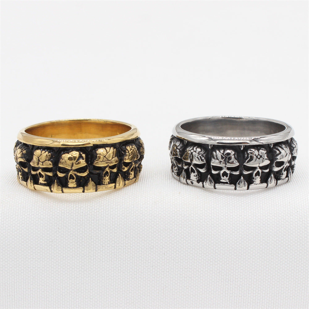 Personalized Vintage Skull Titanium Steel Ring for Men - European and American Style