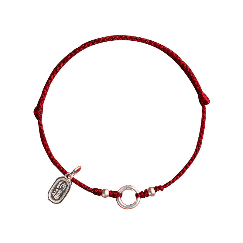 Fortune's Favor Sterling Silver Weaving Red Rope Bracelet for Couples