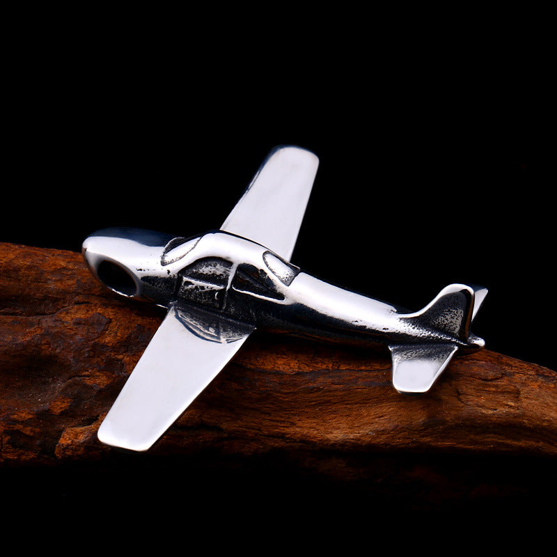 Wholesale Retro Aircraft-Shaped Pendant in Titanium Steel for Men