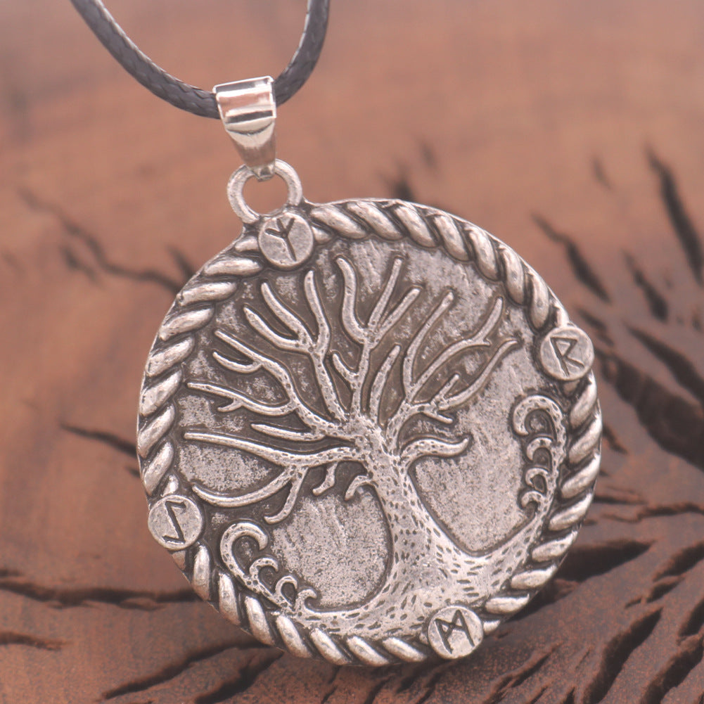 Pirate Tree of Life Nordic Mythology Necklace with Rune Pendant - Men's Jewelry by Planderful Collection