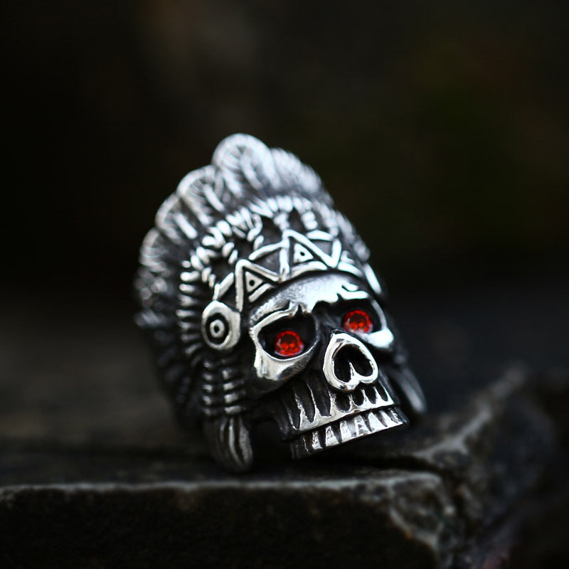 Punk-Inspired Titanium Steel Skull Ring for Men - Retro European and American Style Wholesale Jewelry