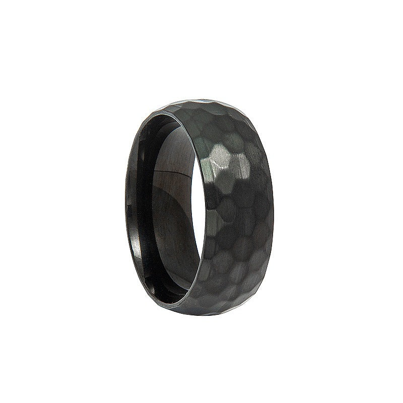 Classic Stainless Steel Men's Ring with Vacuum Electroplated Surface Pattern