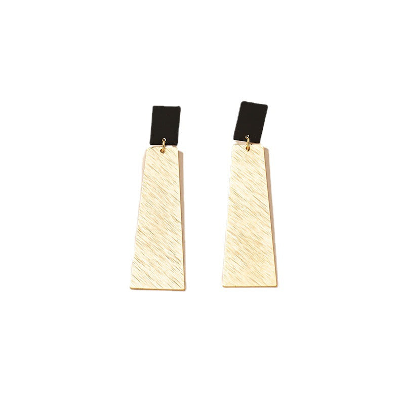 Geometric Metal Texture Earrings with European Flair