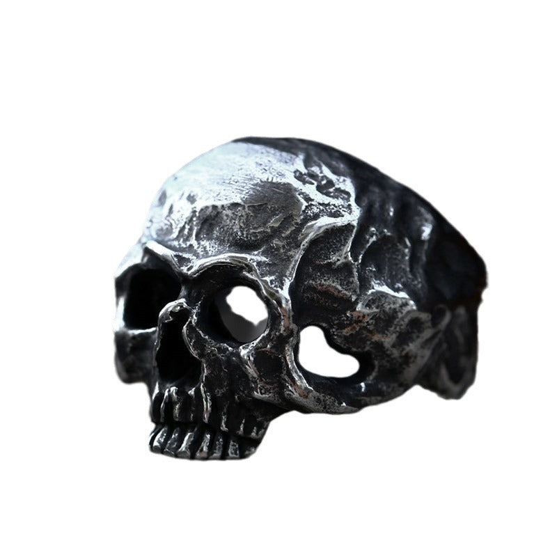 Titanium Steel Skull Ring for Men - Halloween Horror Inspired Cross-Border Wholesale Accessory