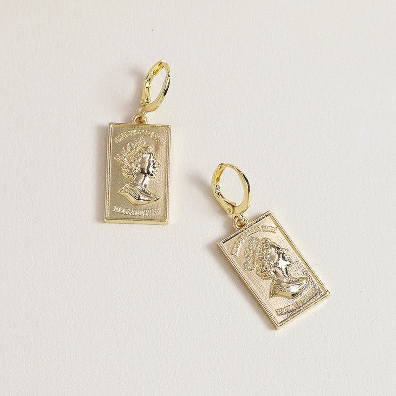 Golden Square Geometric Earrings - Vienna Verve Collection