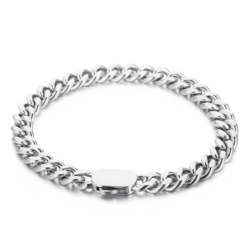 Trendy Titanium Steel Cuban Chain Bracelet for Men - Hip Hop Inspired Fashion Accessory