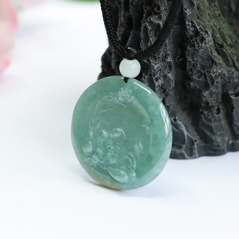 Jade Prosperity Pendant with Sterling Silver Needle