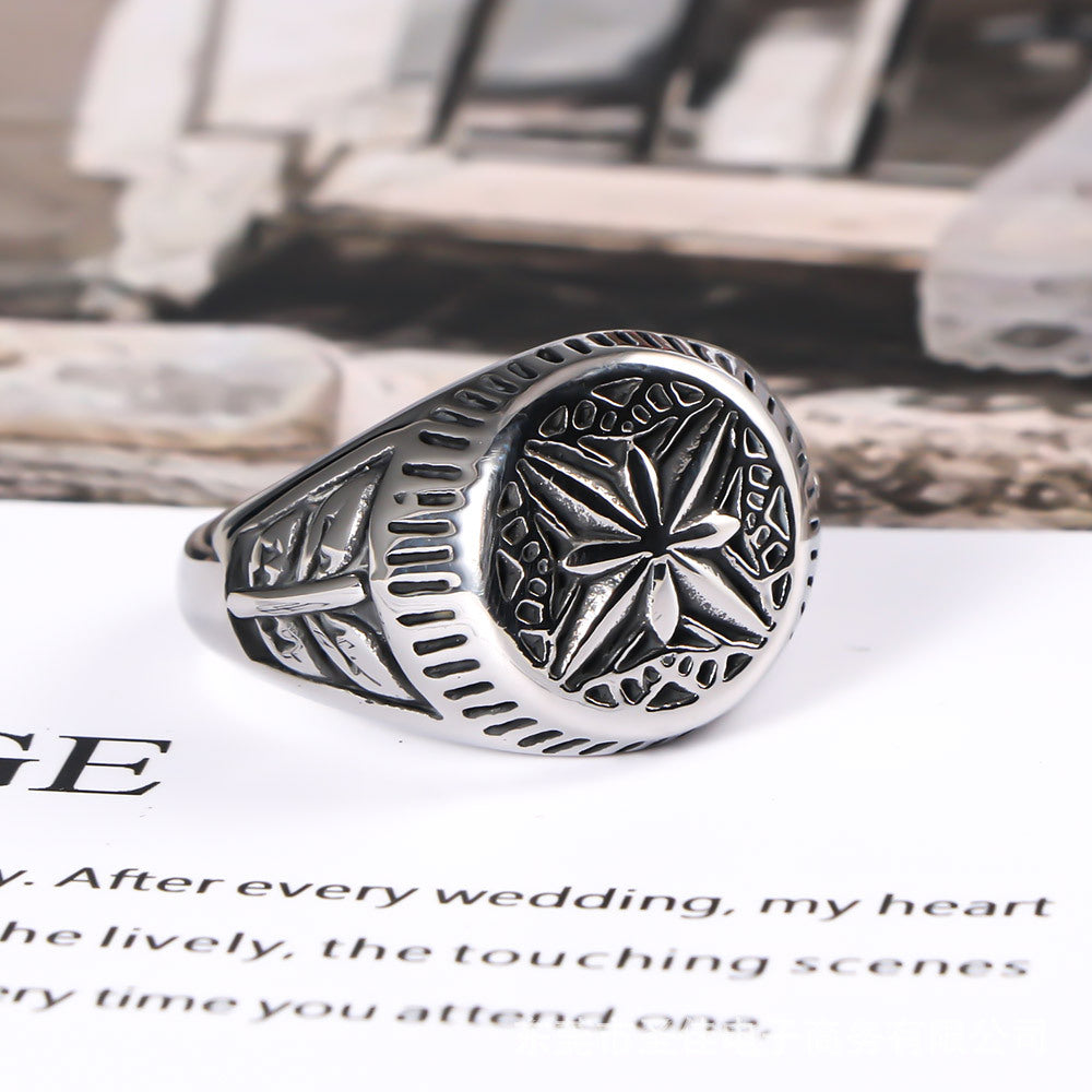 Stylish Men's Titanium Steel Ring with Unique Rice Flower Design - Personalized Couple Jewelry