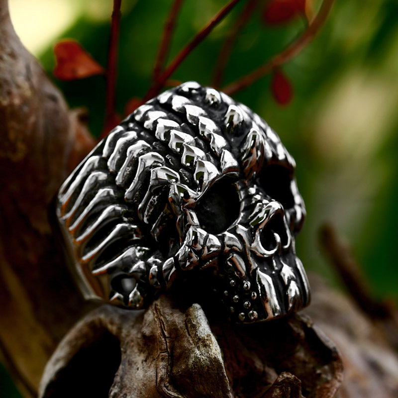 Stainless Steel Skull Ring for Men - Wholesale Hip-Hop Punk Style Titanium Steel, Sizes 7-13