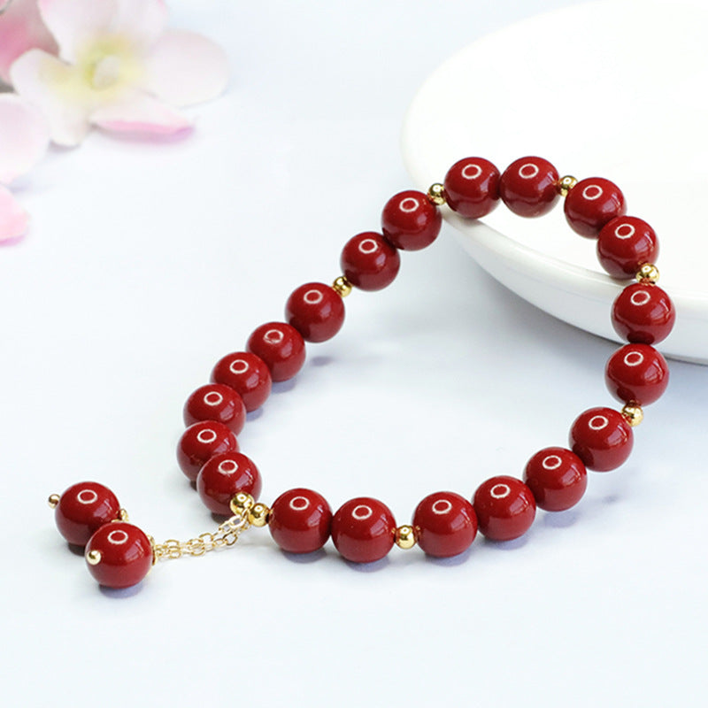 Cinnabar and Acacia Bean Sterling Silver Bracelet - Fortune's Favor Collection