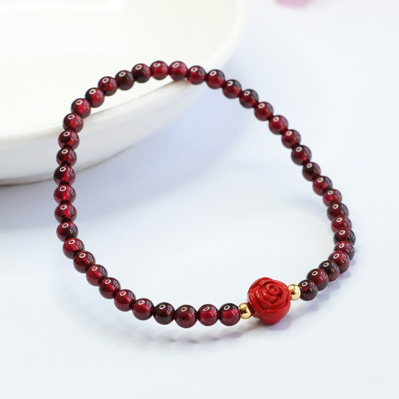 Vermilion Sand and Garnet Sterling Silver Bracelet