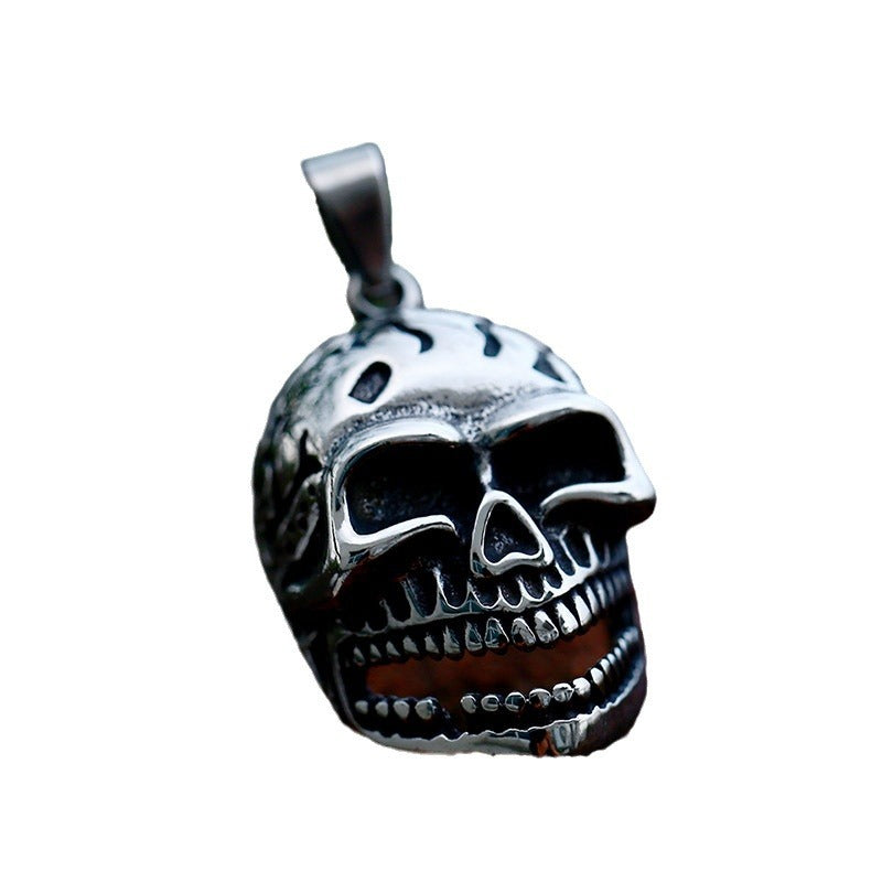 Punk-Inspired Titanium Steel Skull Pendant for Men - Wholesale Retro Domineering Style