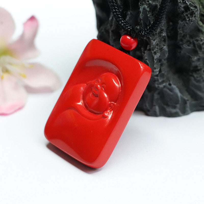 Cinnabar Laughing Buddha Pendant Jewelry